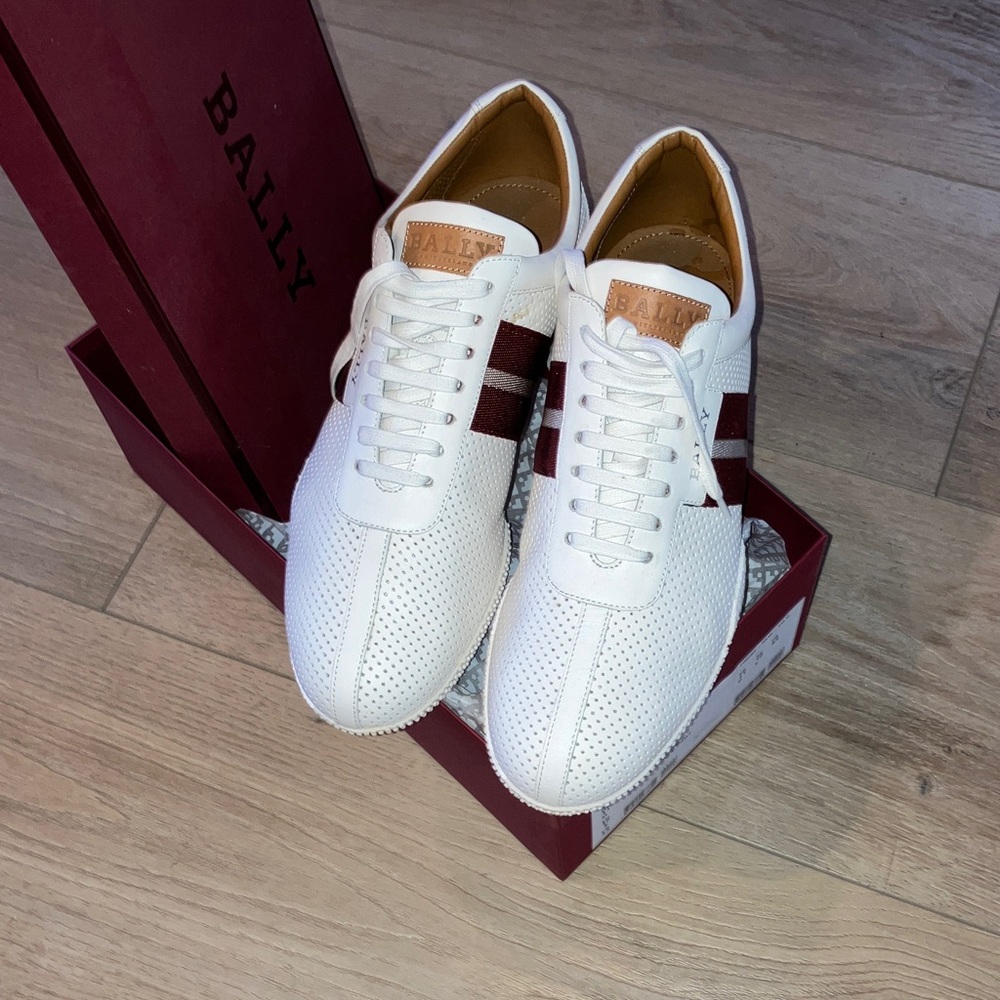 Bally Men's White and Brown Sneakers